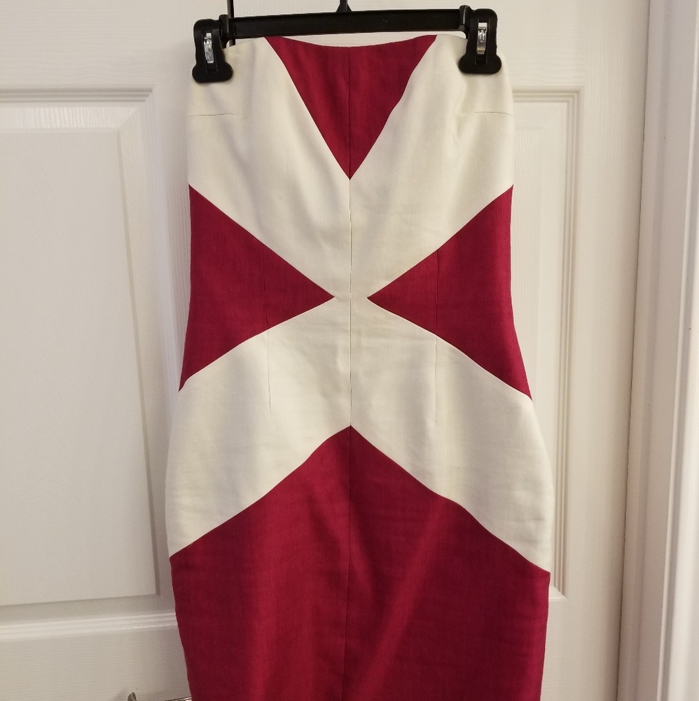 Knee length strapless dress